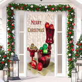 Aperturee - Red Cup Glitter Bokeh Merry Christmas Door Cover